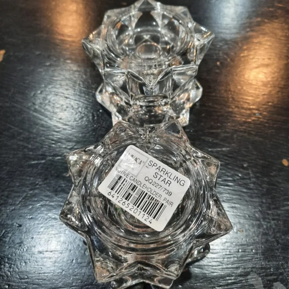 Mikasa Lot 2 glass candle holders pair